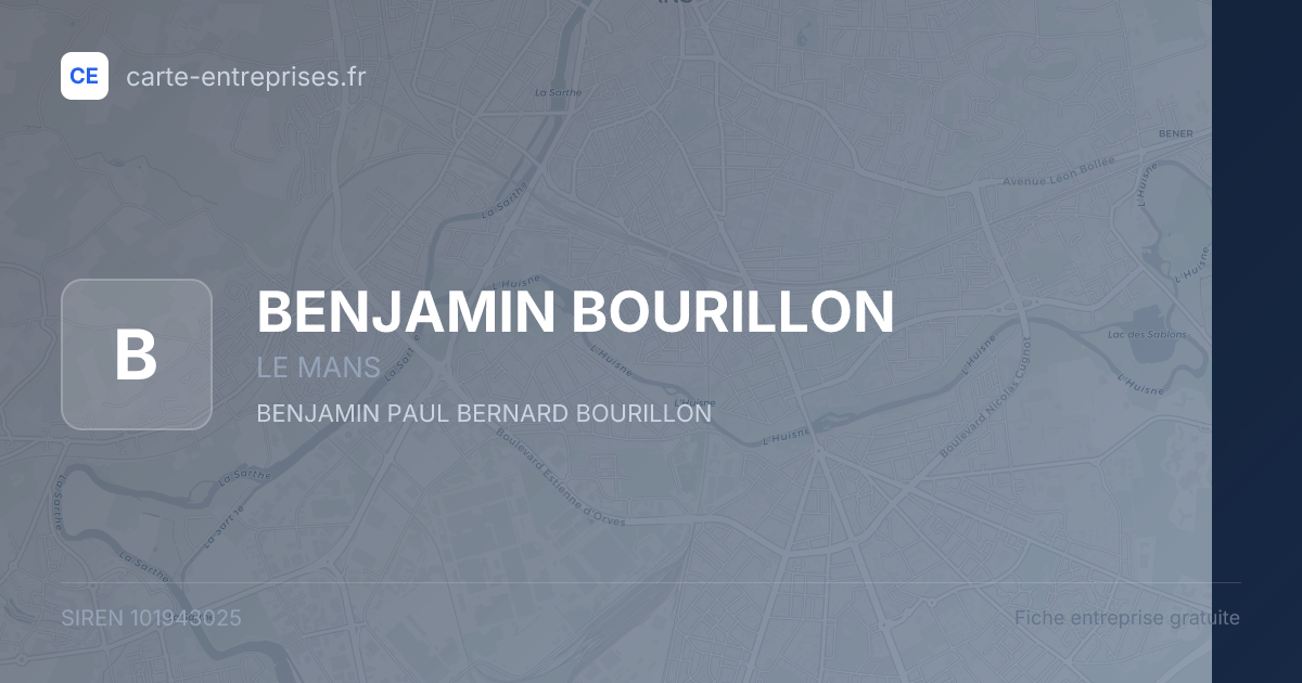 BENJAMIN BOURILLON — 101943025 — fiche entreprise