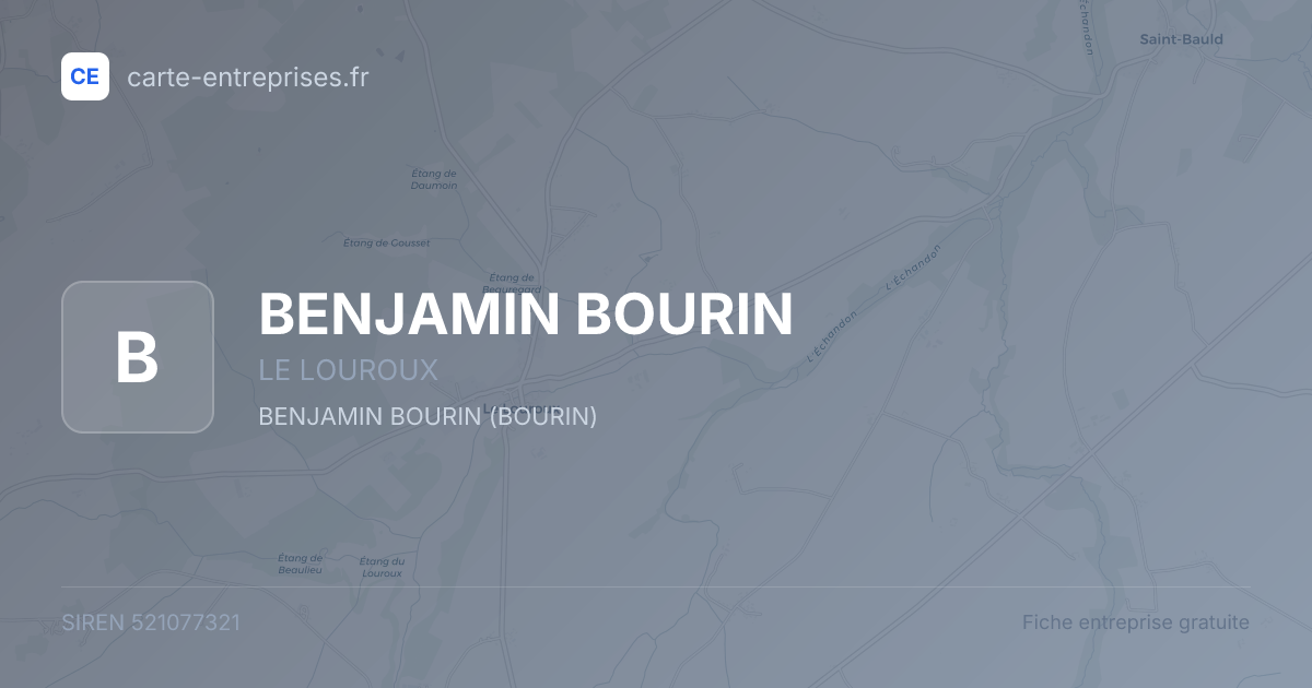 BENJAMIN BOURIN — 521077321 — fiche entreprise