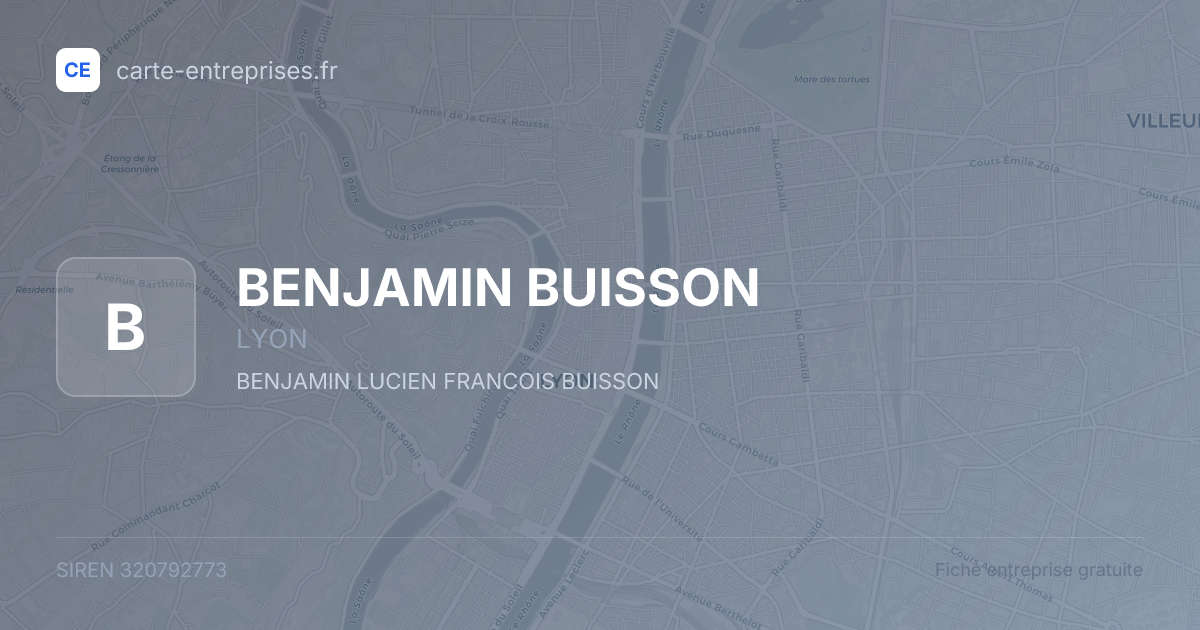 BENJAMIN BUISSON — 320792773 — fiche entreprise