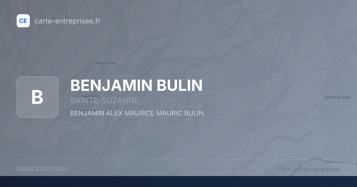 BENJAMIN BULIN — 832021653 — fiche entreprise