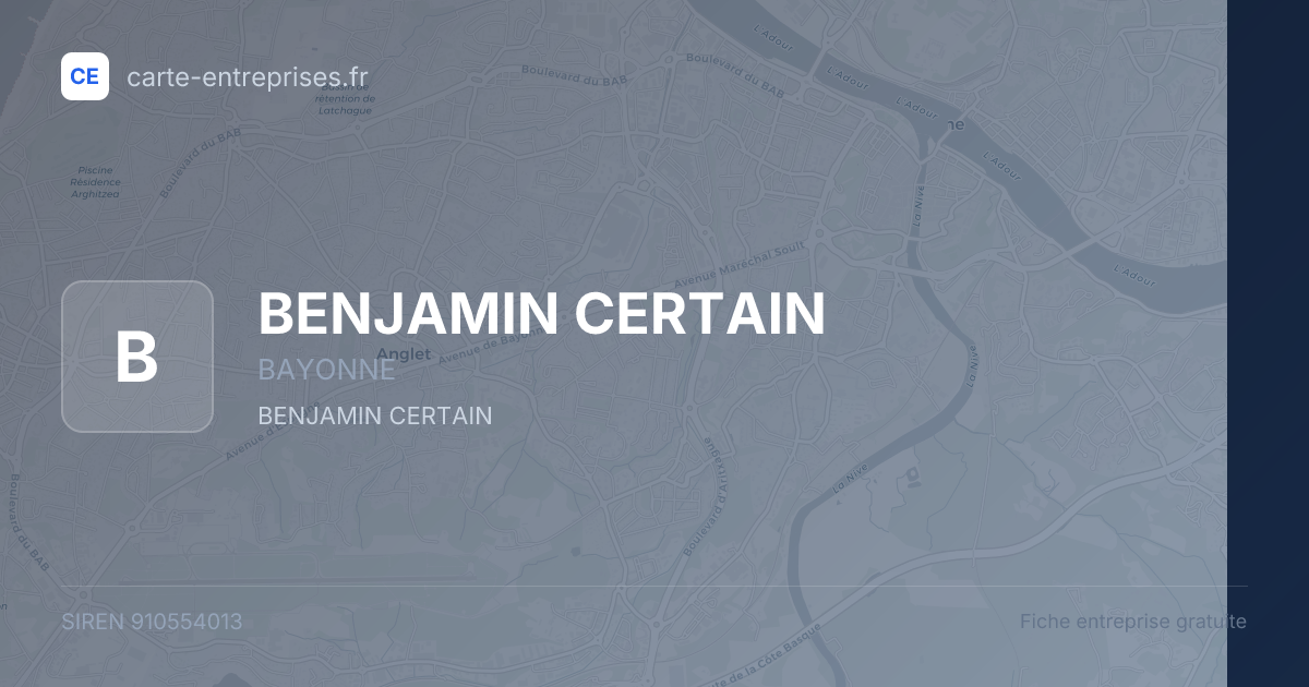 BENJAMIN CERTAIN — 910554013 — fiche entreprise
