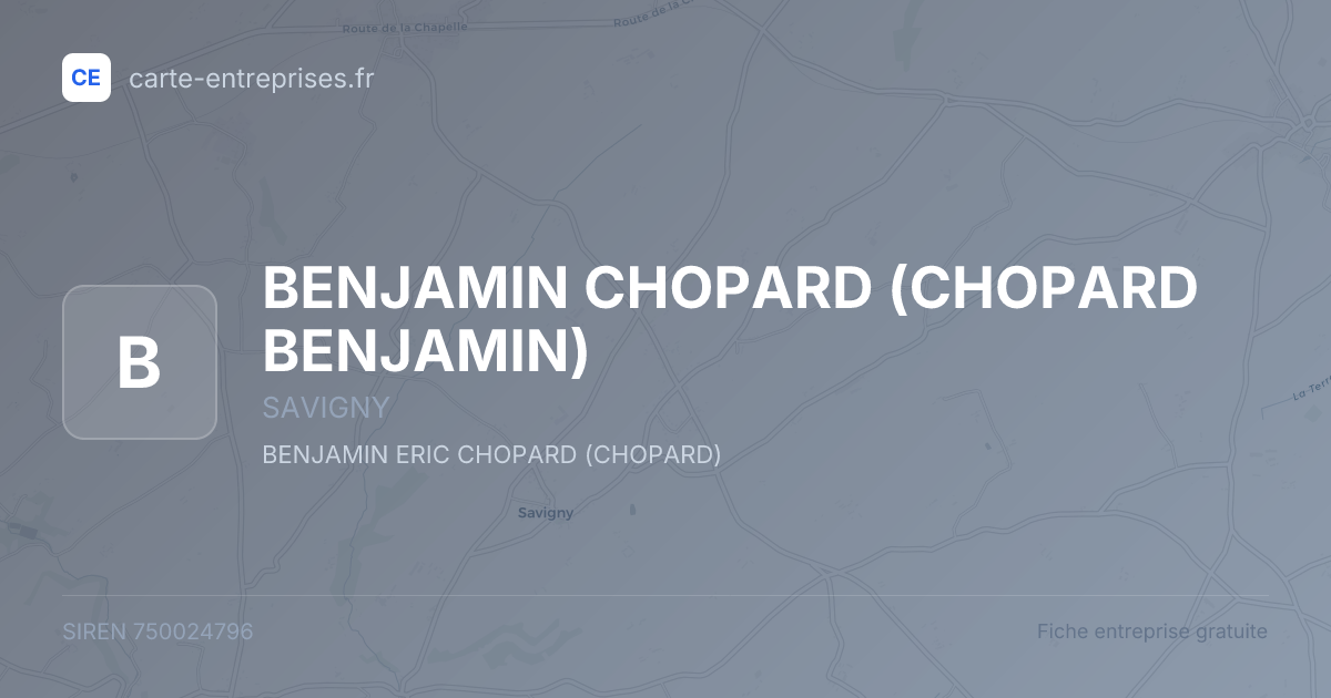 BENJAMIN CHOPARD (CHOPARD BENJAMIN) — 750024796 — fiche entreprise