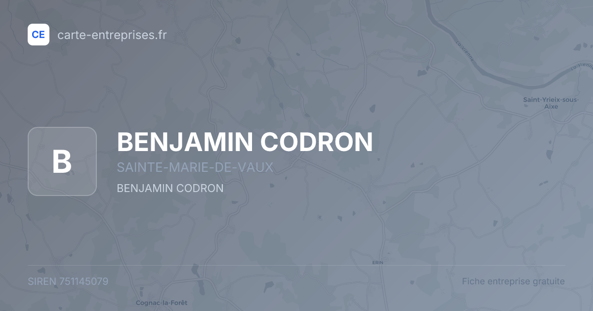 BENJAMIN CODRON — 751145079 — fiche entreprise