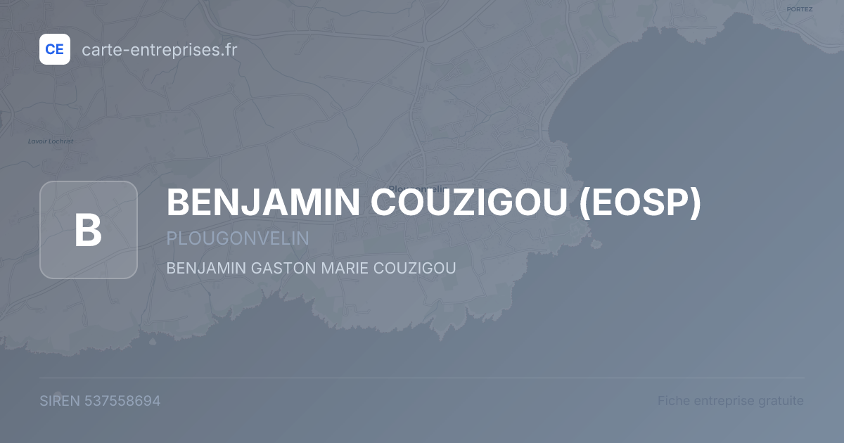 BENJAMIN COUZIGOU (EOSP) — 537558694 — fiche entreprise