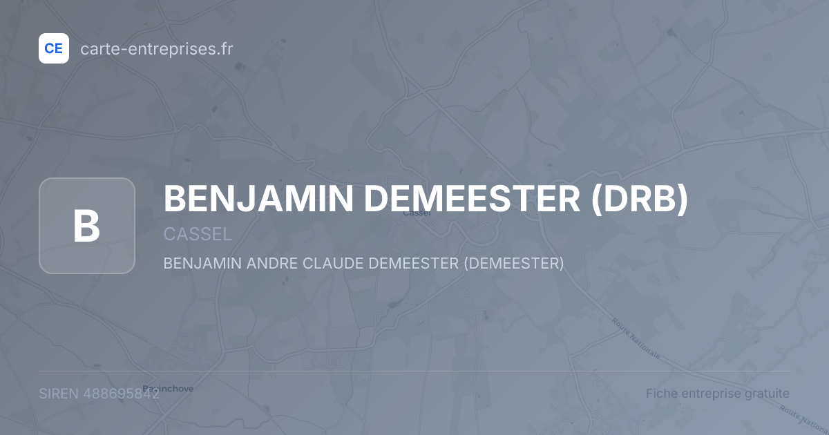 BENJAMIN DEMEESTER (DRB) — 488695842 — fiche entreprise
