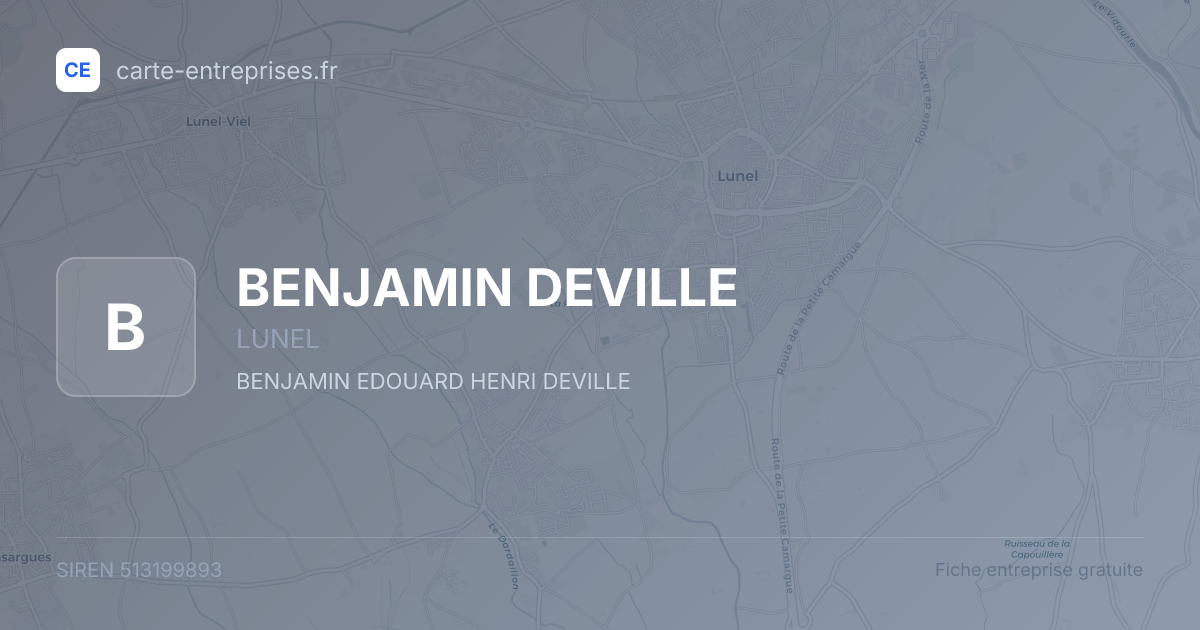 BENJAMIN DEVILLE — 513199893 — fiche entreprise