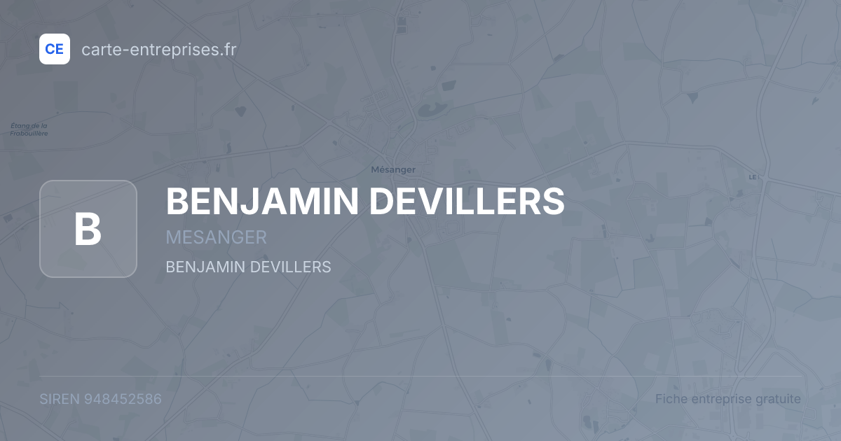 BENJAMIN DEVILLERS — 948452586 — fiche entreprise