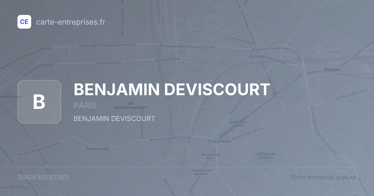 BENJAMIN DEVISCOURT — 502823511 — fiche entreprise