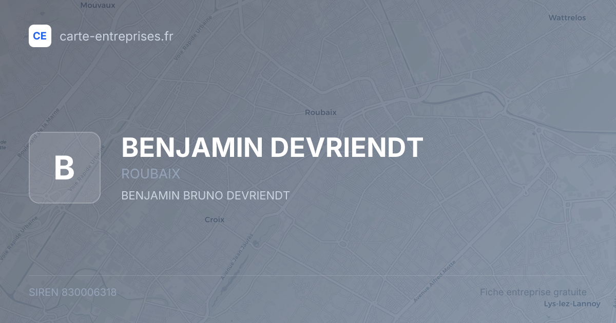 BENJAMIN DEVRIENDT — 830006318 — fiche entreprise