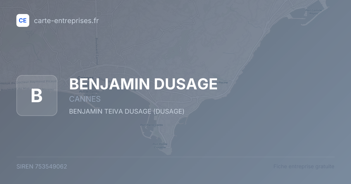 BENJAMIN DUSAGE — 753549062 — fiche entreprise