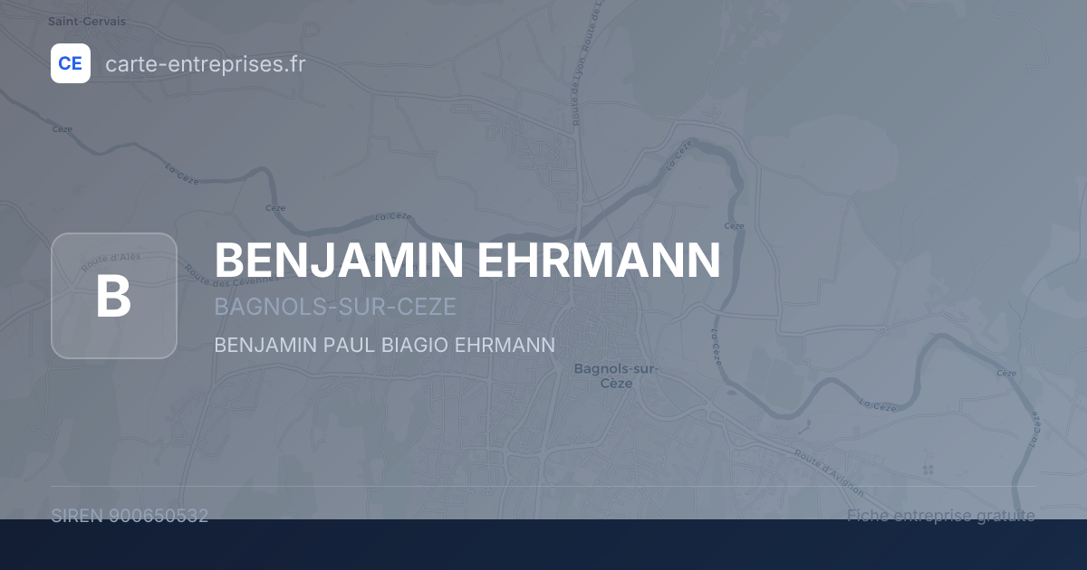 BENJAMIN EHRMANN — 900650532 — fiche entreprise