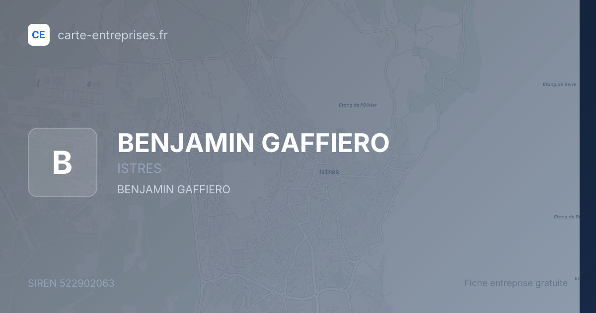 BENJAMIN GAFFIERO — 522902063 — fiche entreprise