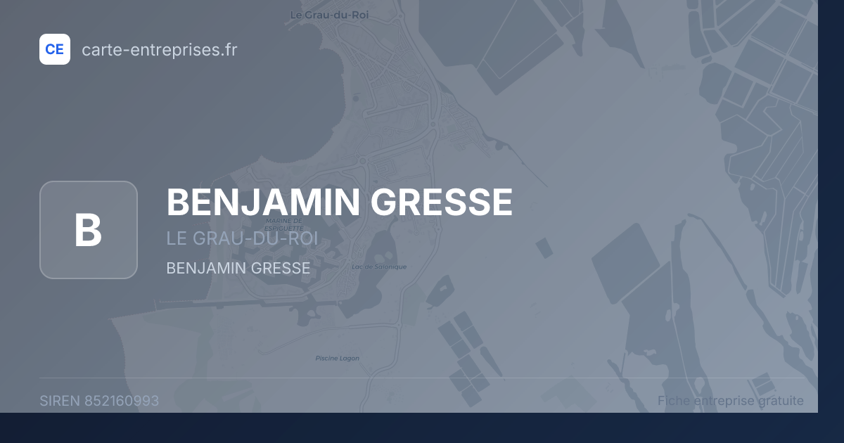 BENJAMIN GRESSE — 852160993 — fiche entreprise