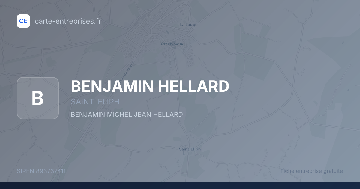 BENJAMIN HELLARD — 893737411 — fiche entreprise