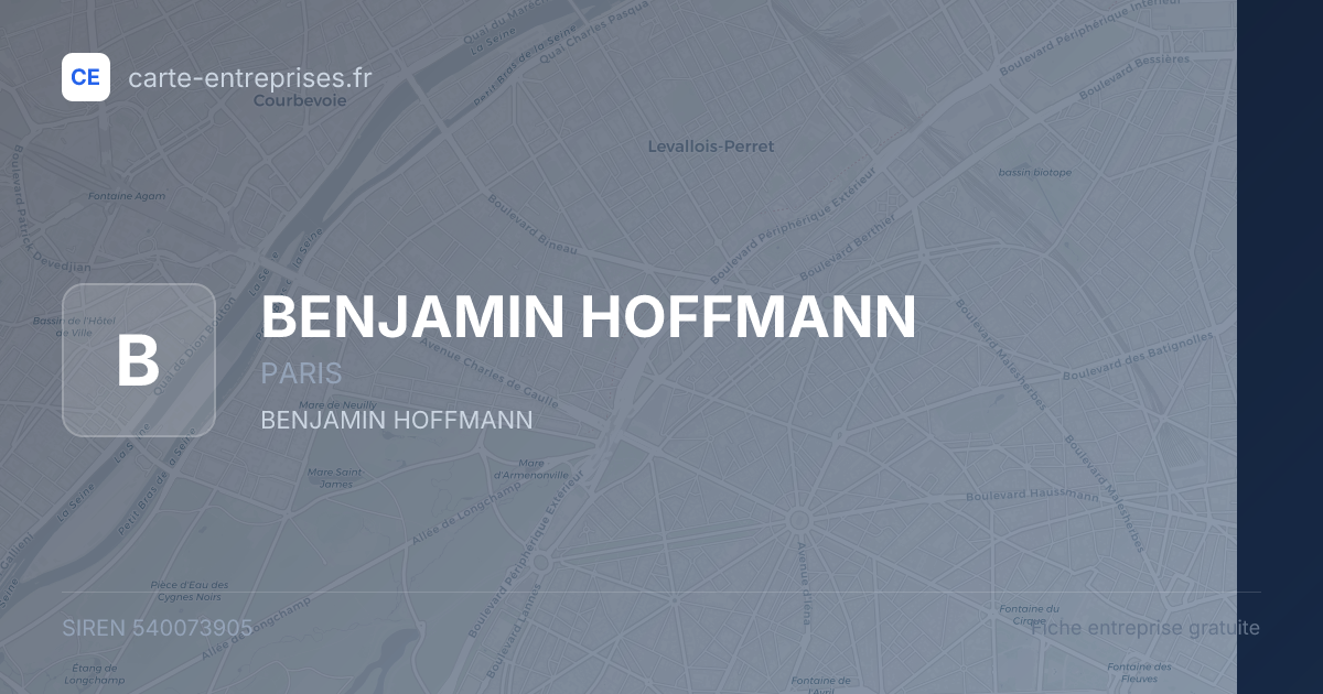 BENJAMIN HOFFMANN — 540073905 — fiche entreprise