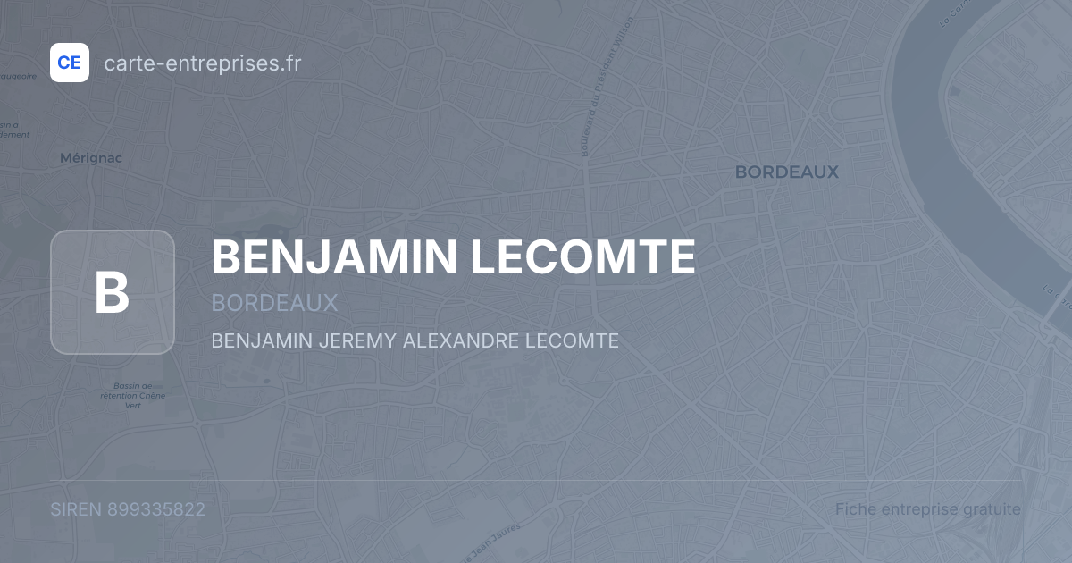 BENJAMIN LECOMTE — 899335822 — fiche entreprise