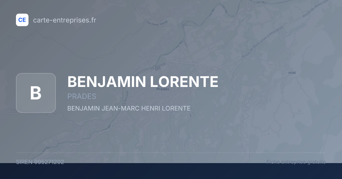 BENJAMIN LORENTE — 995271202 — fiche entreprise