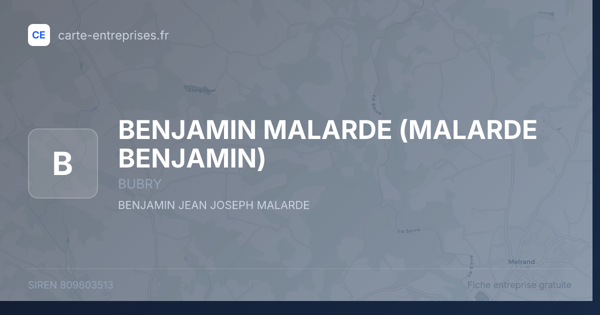 BENJAMIN MALARDE (MALARDE BENJAMIN) — 809803513 — fiche entreprise