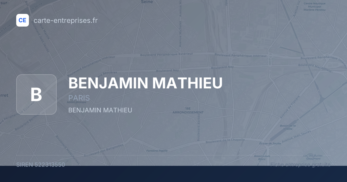 BENJAMIN MATHIEU — 522313550 — fiche entreprise
