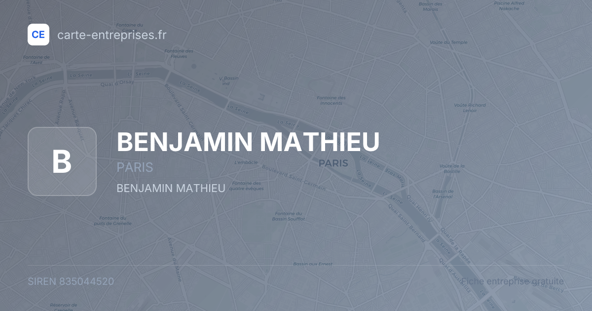 BENJAMIN MATHIEU — 835044520 — fiche entreprise