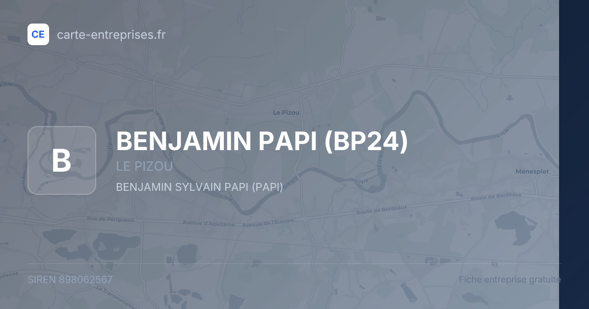 BENJAMIN PAPI (BP24) — 898062567 — fiche entreprise