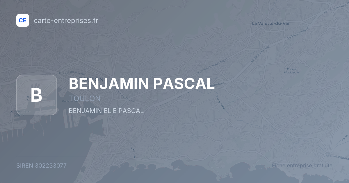 BENJAMIN PASCAL — 302233077 — fiche entreprise