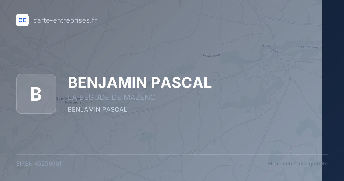 BENJAMIN PASCAL — 452969611 — fiche entreprise
