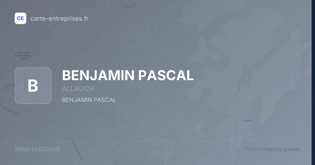 BENJAMIN PASCAL — 524233418 — fiche entreprise