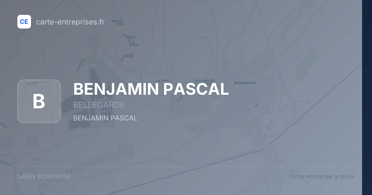 BENJAMIN PASCAL — 801949066 — fiche entreprise