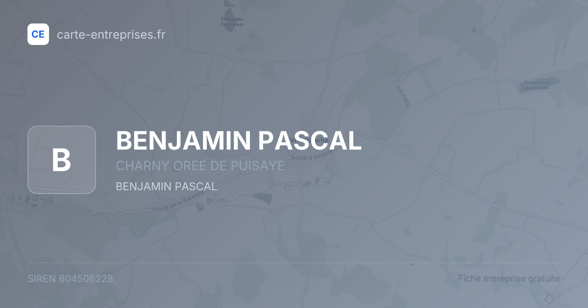 BENJAMIN PASCAL — 804506228 — fiche entreprise
