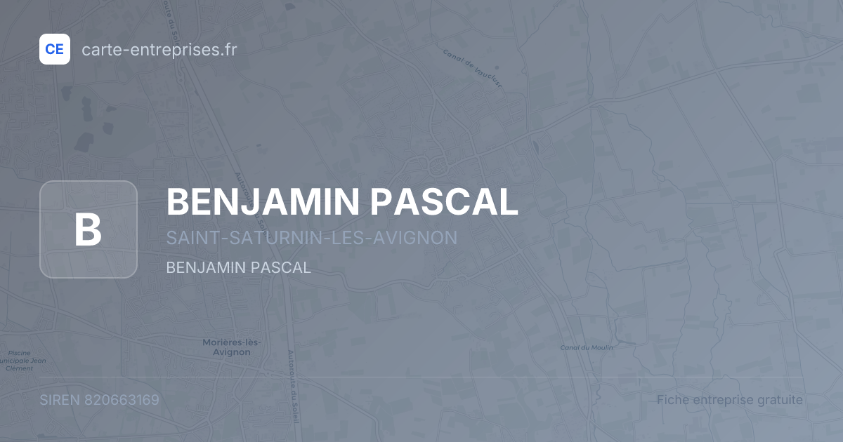 BENJAMIN PASCAL — 820663169 — fiche entreprise