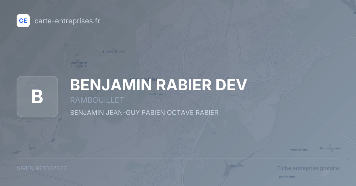 BENJAMIN RABIER DEV — 921032827 — fiche entreprise