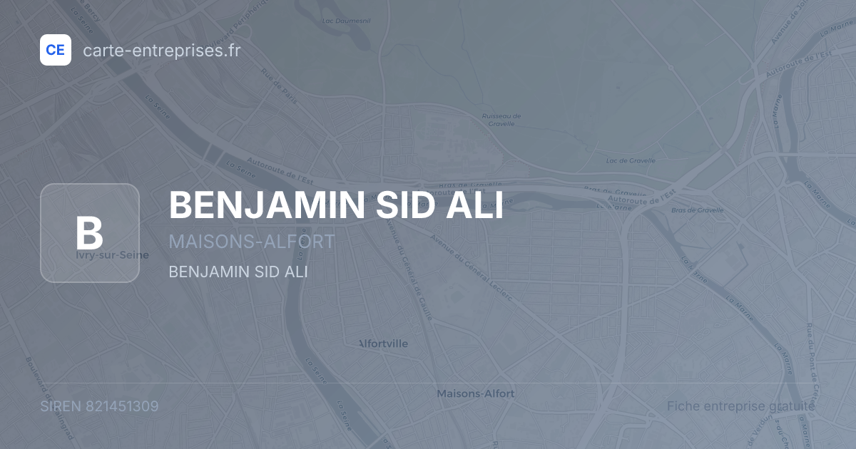 BENJAMIN SID ALI — 821451309 — fiche entreprise