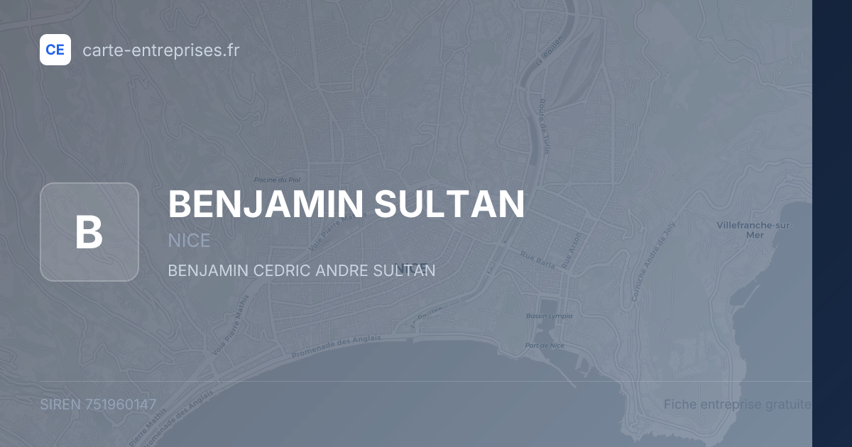 BENJAMIN SULTAN — 751960147 — fiche entreprise
