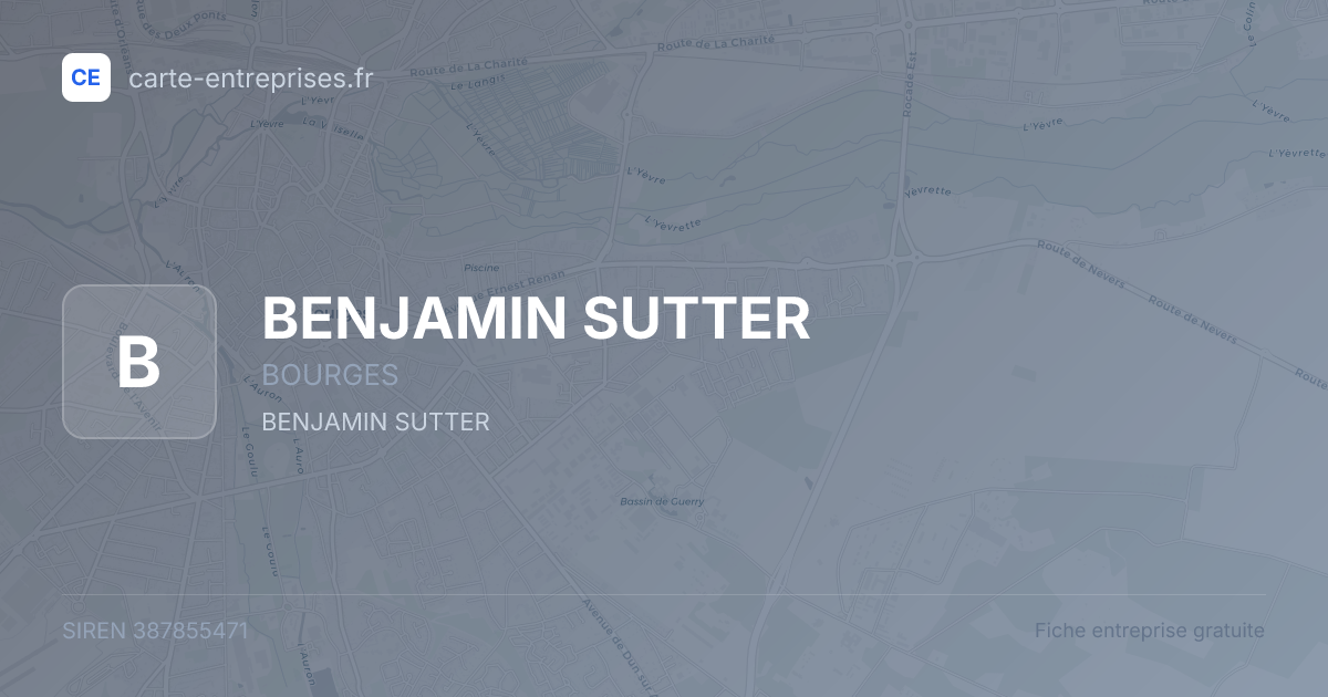 BENJAMIN SUTTER — 387855471 — fiche entreprise