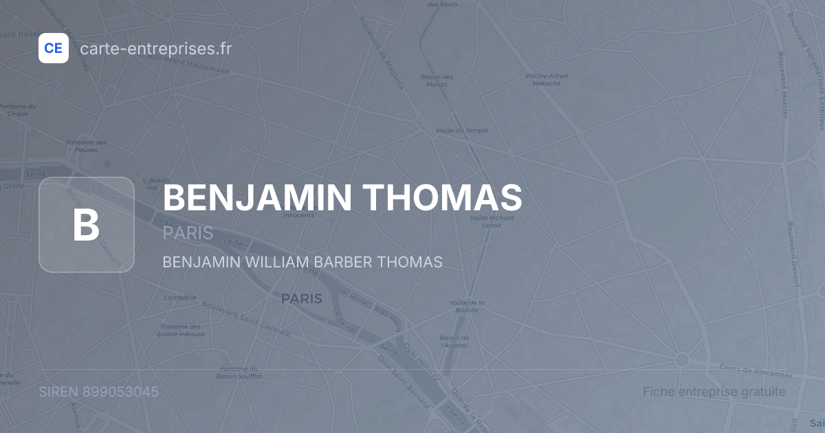 BENJAMIN THOMAS — 899053045 — fiche entreprise