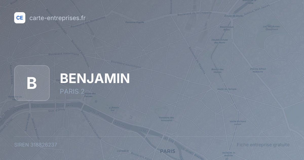 BENJAMIN — 318826237 — fiche entreprise