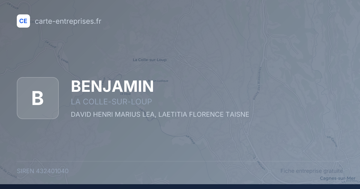 BENJAMIN — 432401040 — fiche entreprise