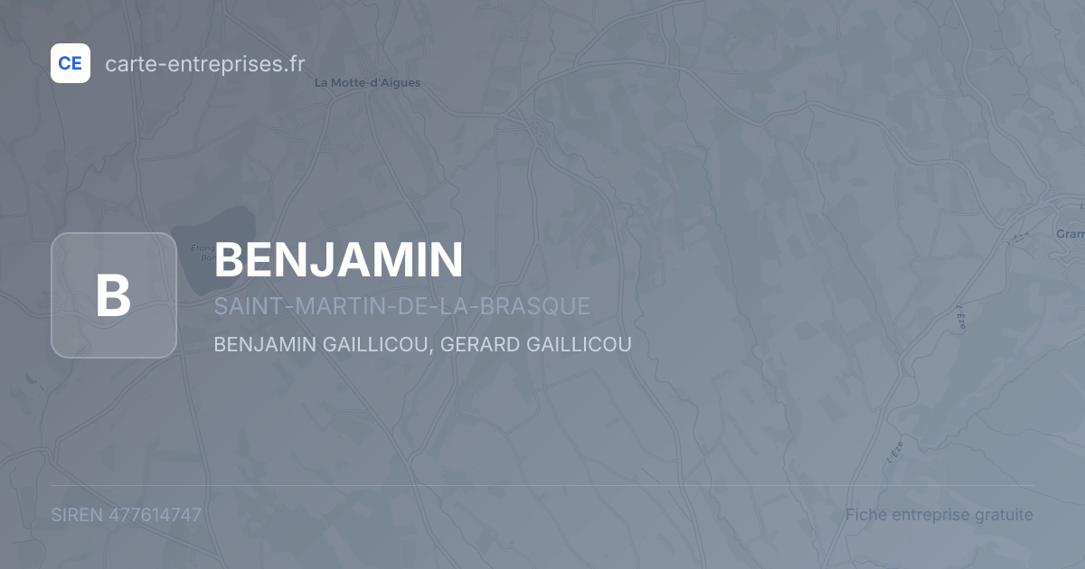 BENJAMIN — 477614747 — fiche entreprise