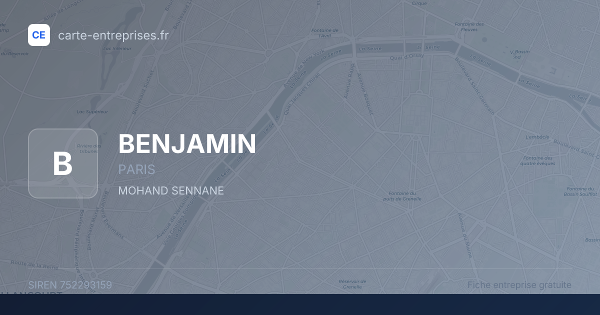 BENJAMIN — 752293159 — fiche entreprise