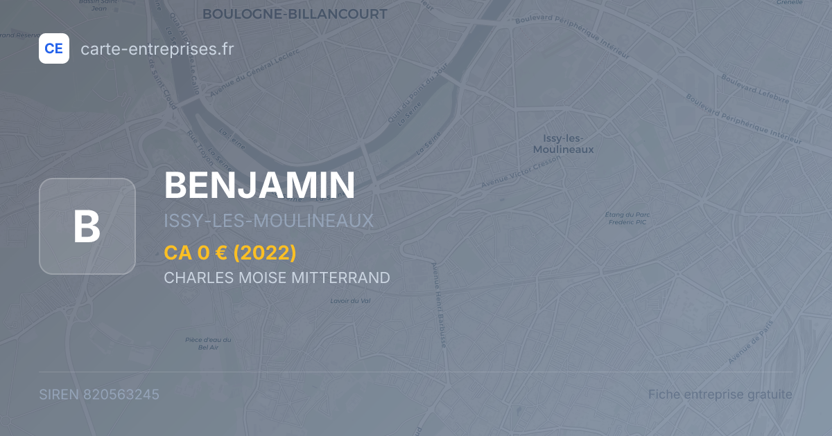 BENJAMIN — 820563245 — fiche entreprise