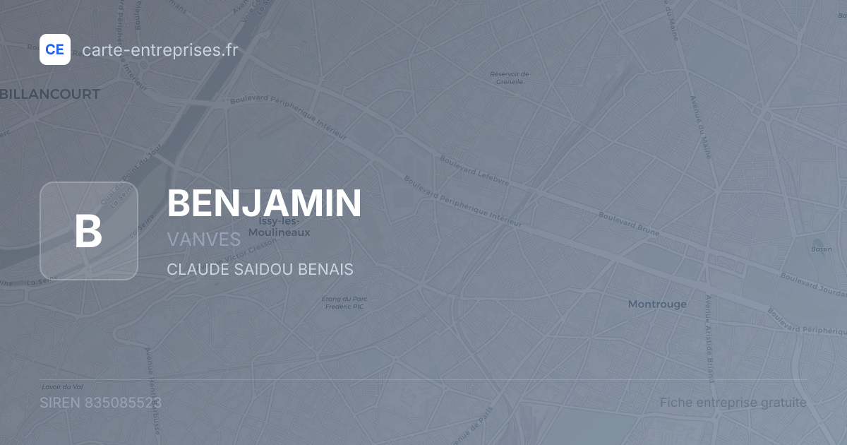 BENJAMIN — 835085523 — fiche entreprise