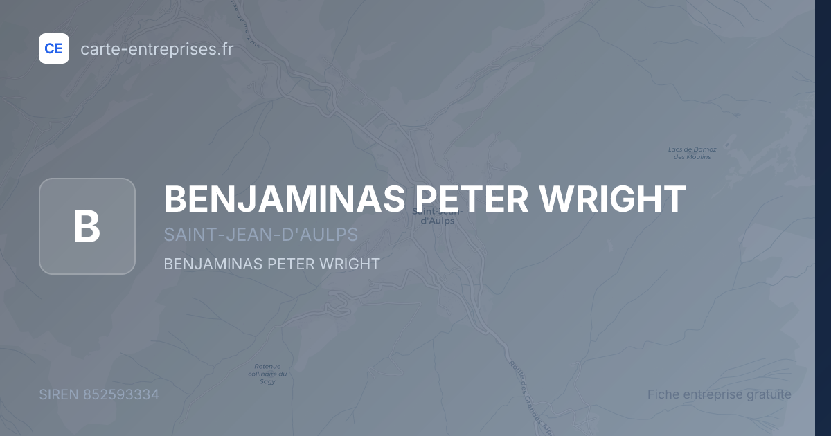 BENJAMINAS PETER WRIGHT — 852593334 — fiche entreprise