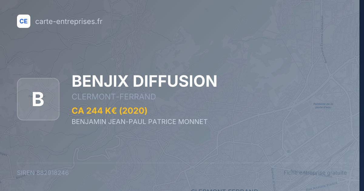 BENJIX DIFFUSION — 882918246 — fiche entreprise
