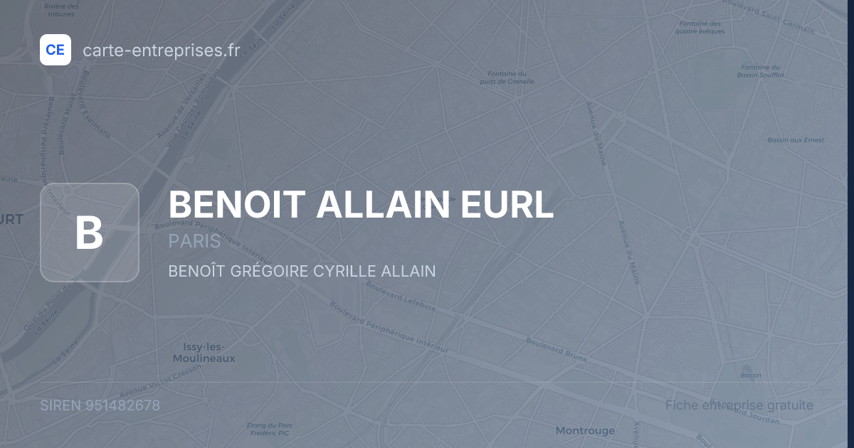 BENOIT ALLAIN EURL — 951482678 — fiche entreprise