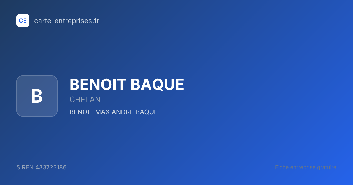 BENOIT BAQUE — 433723186 — fiche entreprise