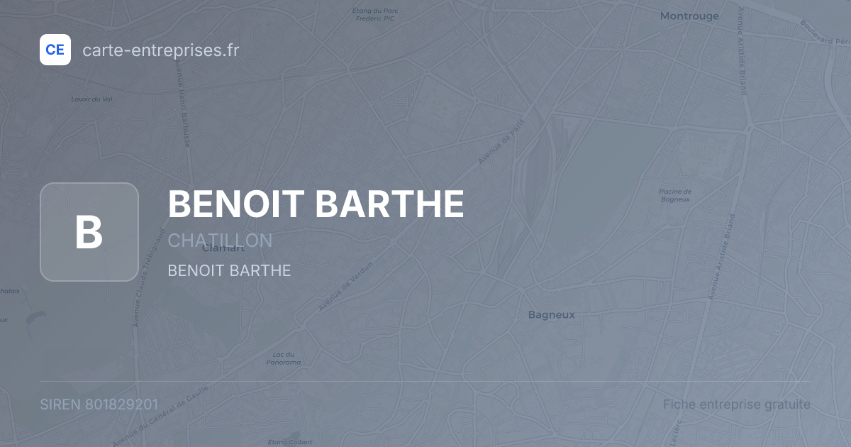 BENOIT BARTHE — 801829201 — fiche entreprise