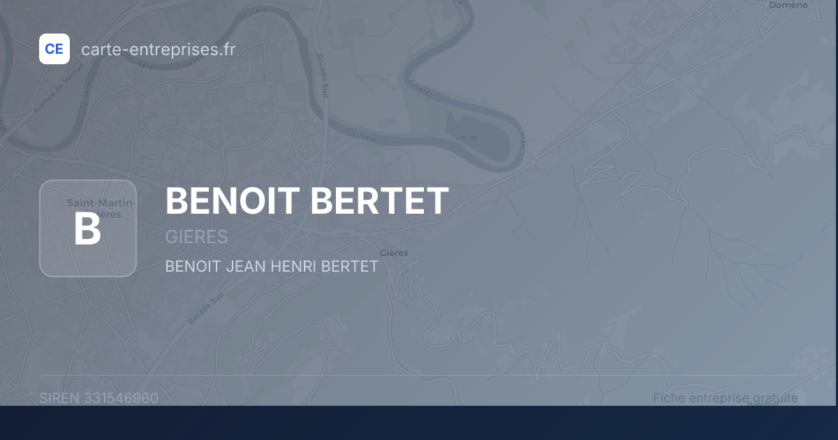 BENOIT BERTET — 331546960 — fiche entreprise