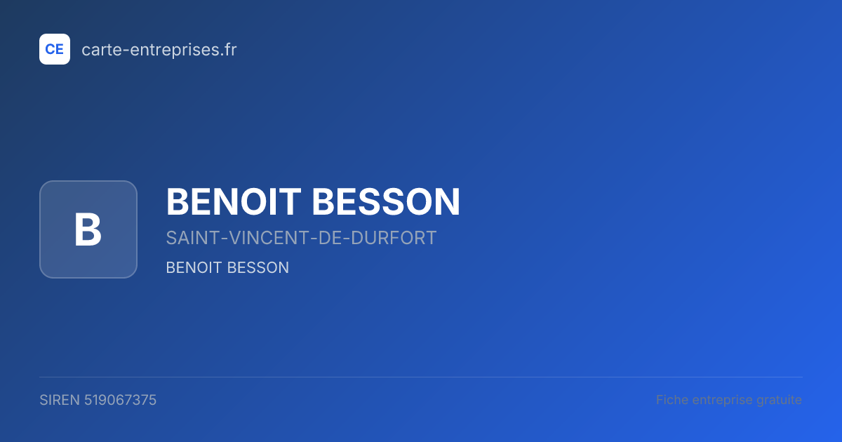 BENOIT BESSON — 519067375 — fiche entreprise