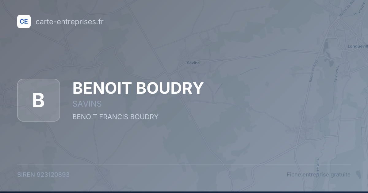 BENOIT BOUDRY — 923120893 — fiche entreprise